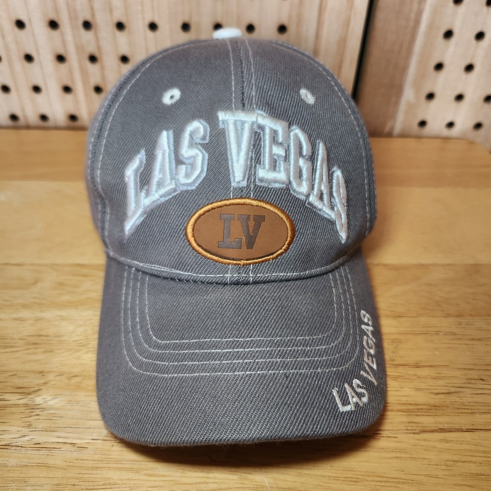 Las Vegas Cap Mens Adult Gray Logo Souvenir Hat Adjustable Travel Vacation LV